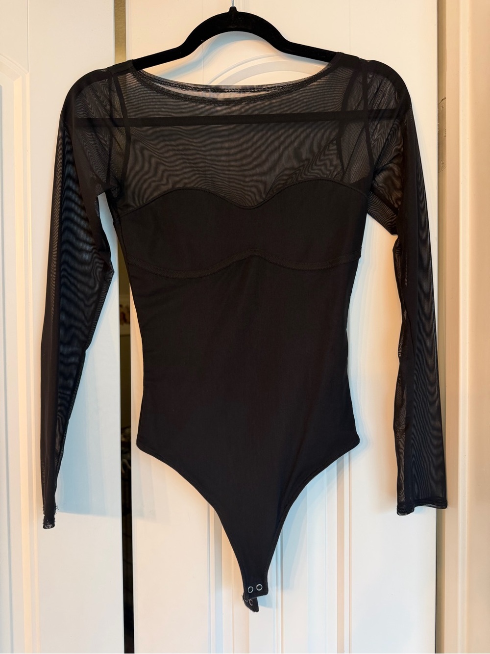Abercrombie and Fitch Black Mesh Long Sleeve Bodysuit